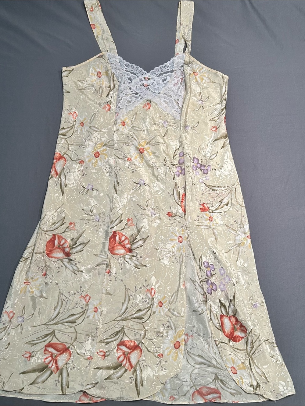 Vintage Expressions by California Dynasty Floral Light Yellow Slip Dress